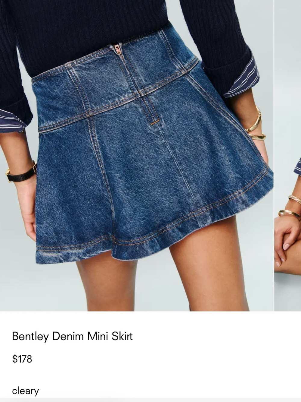 Reformation Bentley Denim Mini Skirt Blue - Size 26